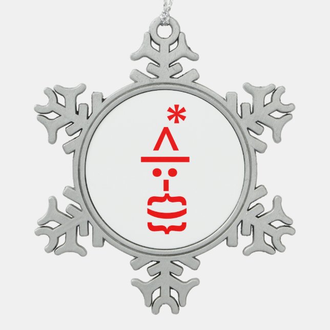 Santa Claus with Beard Christmas Emoticon Snowflake Pewter Christmas Ornament (Front)