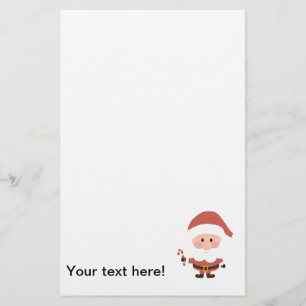 Santa Claus with candy cane cartoon Stationery