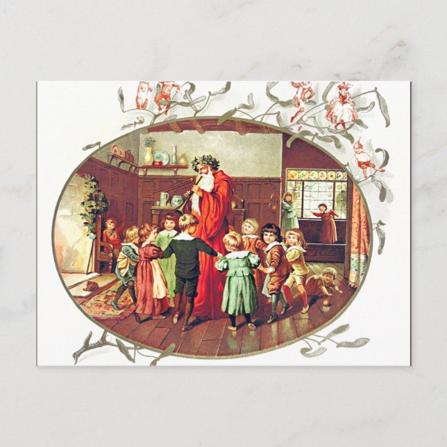 Santa Claus with Children illustration Postcard (Front)