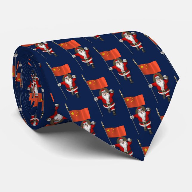 Santa Claus With Chinese Flag Tie (Rolled)