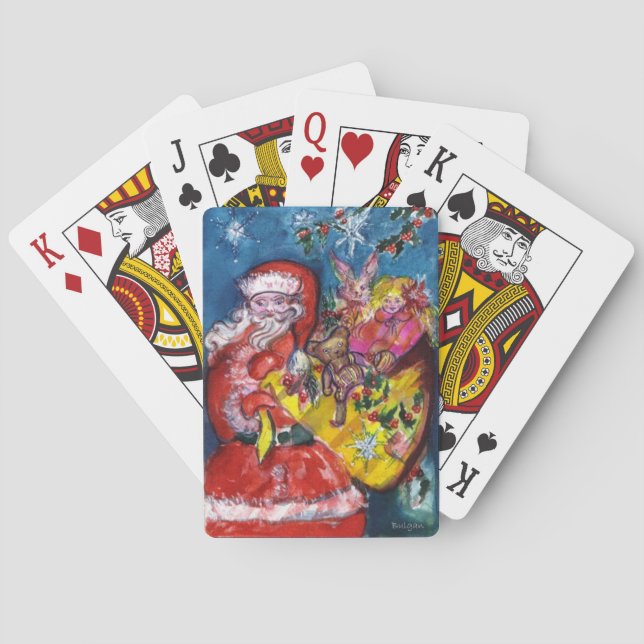 SANTA CLAUS WITH  CHRISMAS GIFT SACK AND TOYS PLAYING CARDS (Back)