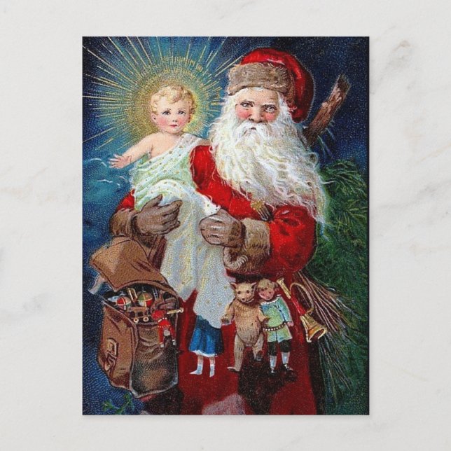 Santa Claus with Christ Child Holiday Postcard (Front)