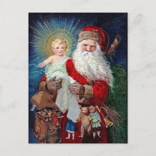 Santa Claus with Christ Child Holiday Postcard
