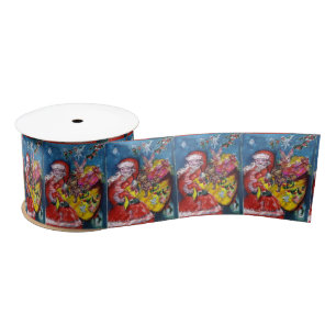 SANTA CLAUS WITH CHRISTMAS GIFT SACK SATIN RIBBON