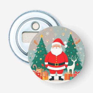 Santa Claus with Christmas Tree and Gifts Bottle Opener