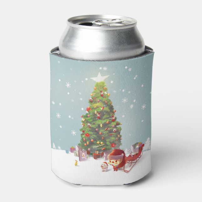 Santa Claus with Christmas Tree Can Cooler (Can Front)