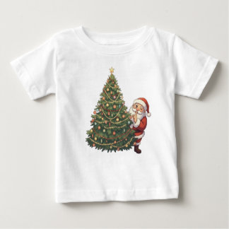 Santa Claus with Christmas Tree – Festive Holiday Baby T-Shirt