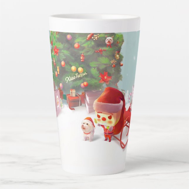 Santa Claus with Christmas Tree Latte Mug (Front)
