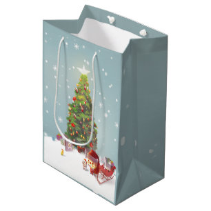 Santa Claus with Christmas Tree Medium Gift Bag
