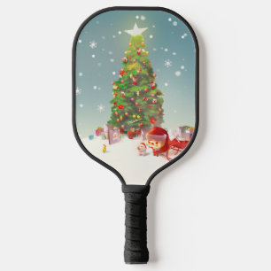 Santa Claus with Christmas Tree Pickleball Paddle