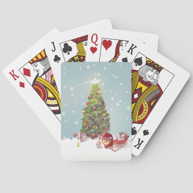 Santa Claus with Christmas Tree Playing Cards (Back)