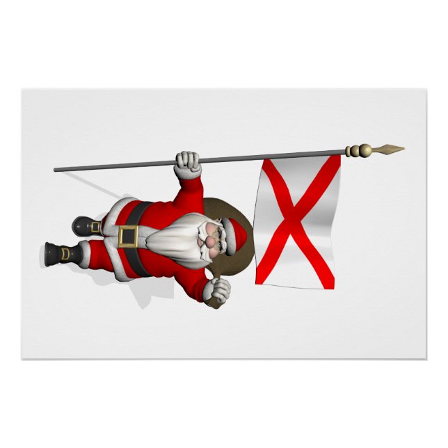 Santa Claus With Ensign Of Alabama Poster (Front)