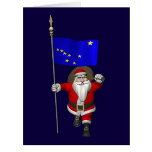 Santa Claus With Ensign Of Alaska