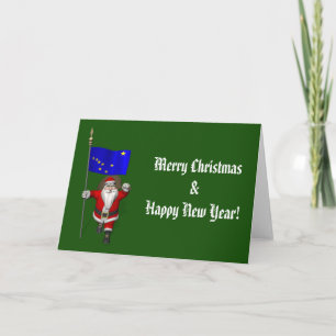 Santa Claus With Ensign Of Alaska Holiday Card