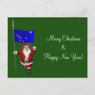 Santa Claus With Ensign Of Alaska Holiday Postcard