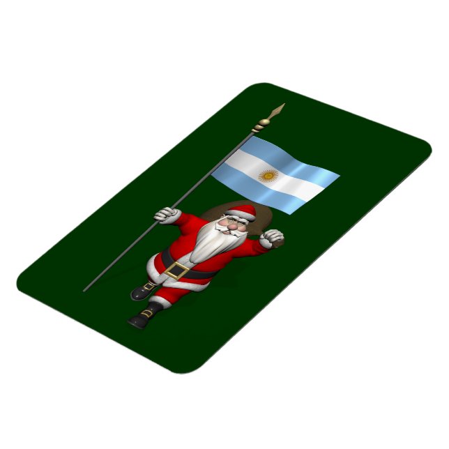 Santa Claus With Ensign Of Argentina Magnet (Left Side)