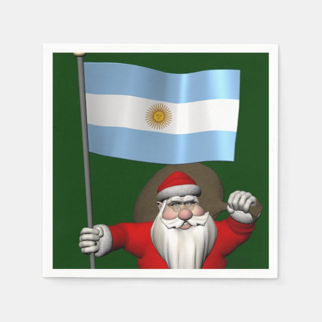 Santa Claus With Ensign Of Argentina Napkin (Front)