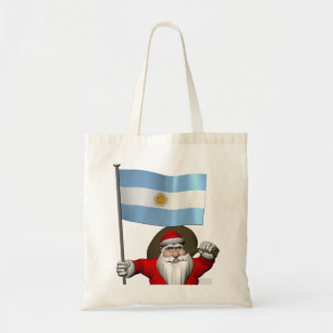 Santa Claus With Ensign Of Argentina Tote Bag