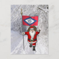Santa Claus With Ensign Of Arkansas