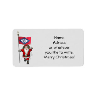 Santa Claus With Ensign Of Arkansas Label