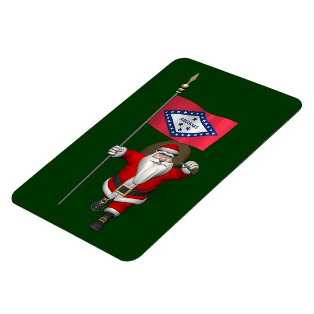 Santa Claus With Ensign Of Arkansas Magnet (Left Side)