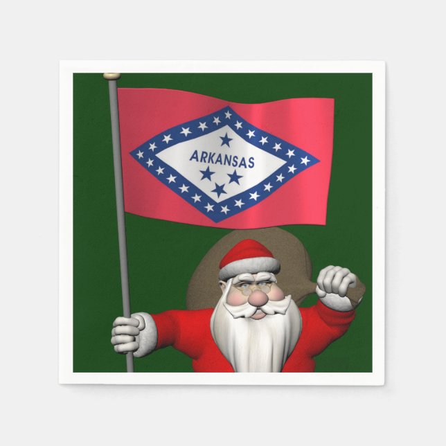 Santa Claus With Ensign Of Arkansas Napkin (Front)