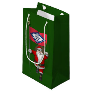 Santa Claus With Ensign Of Arkansas Small Gift Bag