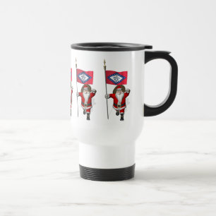 Santa Claus With Ensign Of Arkansas Travel Mug