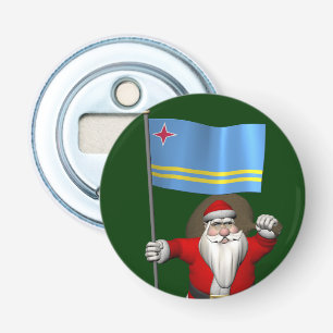 Santa Claus With Ensign Of Aruba Bottle Opener