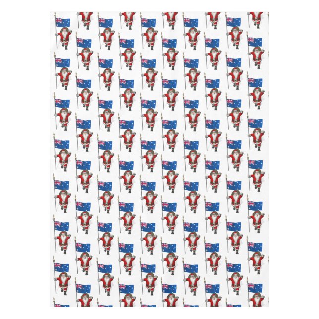 Santa Claus With Ensign Of Australia Tablecloth (Front)