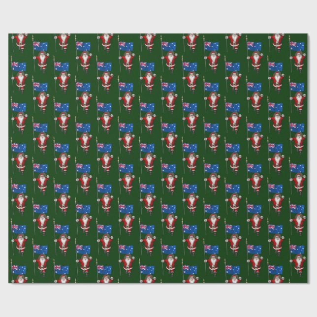 Santa Claus With Ensign Of Australia Wrapping Paper (Flat)