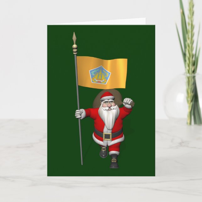 Santa Claus With Ensign Of Bali Holiday Card (Front)