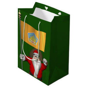 Santa Claus With Ensign Of Bali Medium Gift Bag