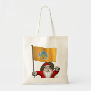 Santa Claus With Ensign Of Bali Tote Bag