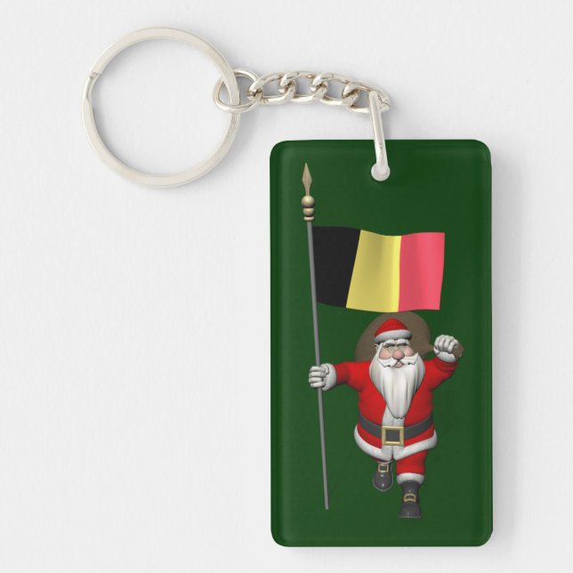 Santa Claus With Ensign Of Belgium Key Ring (Front)