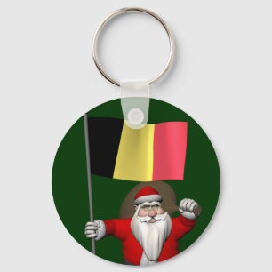 Santa Claus With Ensign Of Belgium Key Ring