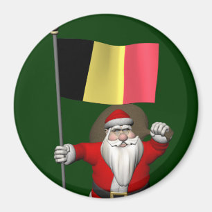 Santa Claus With Ensign Of Belgium Magnet
