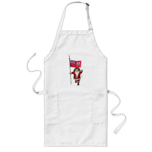 Santa Claus With Ensign Of Bermuda Long Apron (Front)