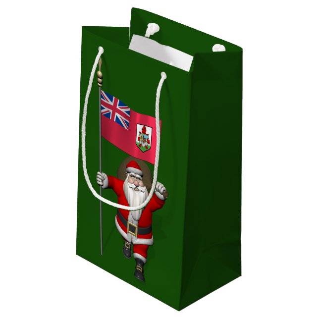 Santa Claus With Ensign Of Bermuda Small Gift Bag (Back Angled)