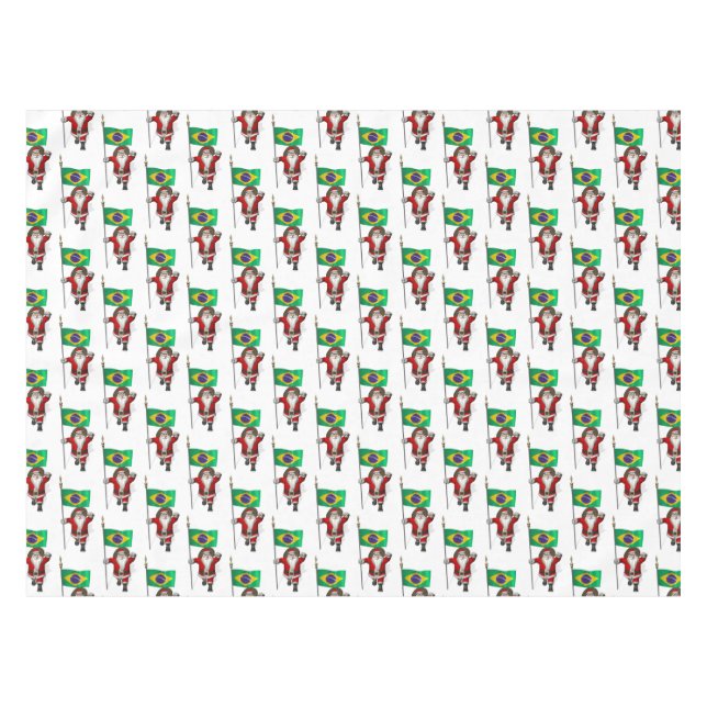 Santa Claus With Ensign Of Brazil Tablecloth (Front (Horizontal))