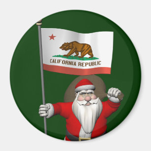 Santa Claus With Ensign Of California Magnet