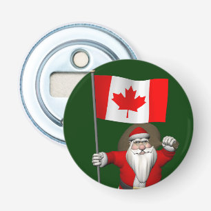 Santa Claus With Ensign Of Canada Bottle Opener