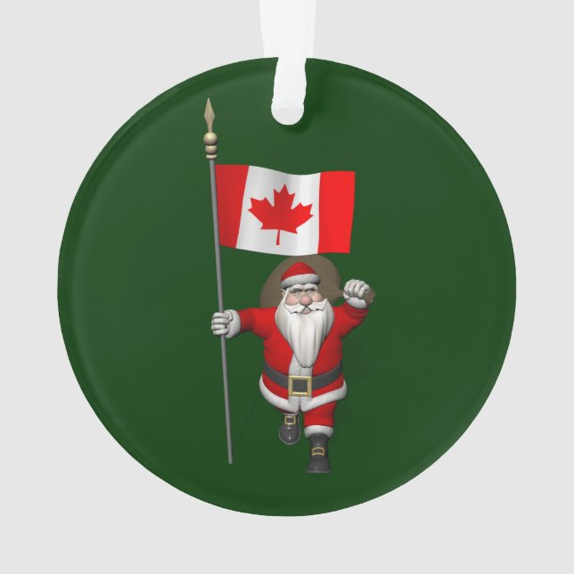 Santa Claus With Ensign Of Canada Ornament (Back)