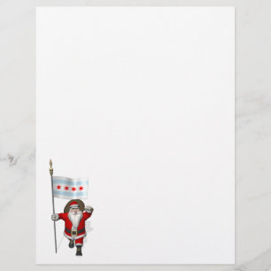 Santa Claus With Ensign Of Chicago