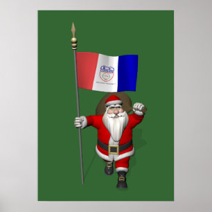 Santa Claus With Ensign Of Cleveland Poster