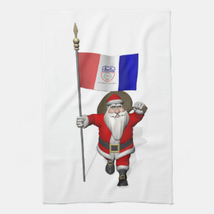 Santa Claus With Ensign Of Cleveland Tea Towel