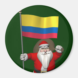 Santa Claus With Ensign Of Colombia Magnet