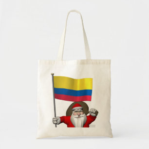 Santa Claus With Ensign Of Colombia Tote Bag