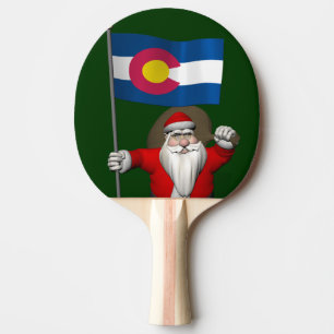 Santa Claus With Ensign Of Colorado Ping Pong Paddle