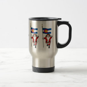 Santa Claus With Ensign Of Colorado Travel Mug